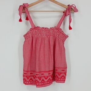 Old Navy Gingham Embroidered Top